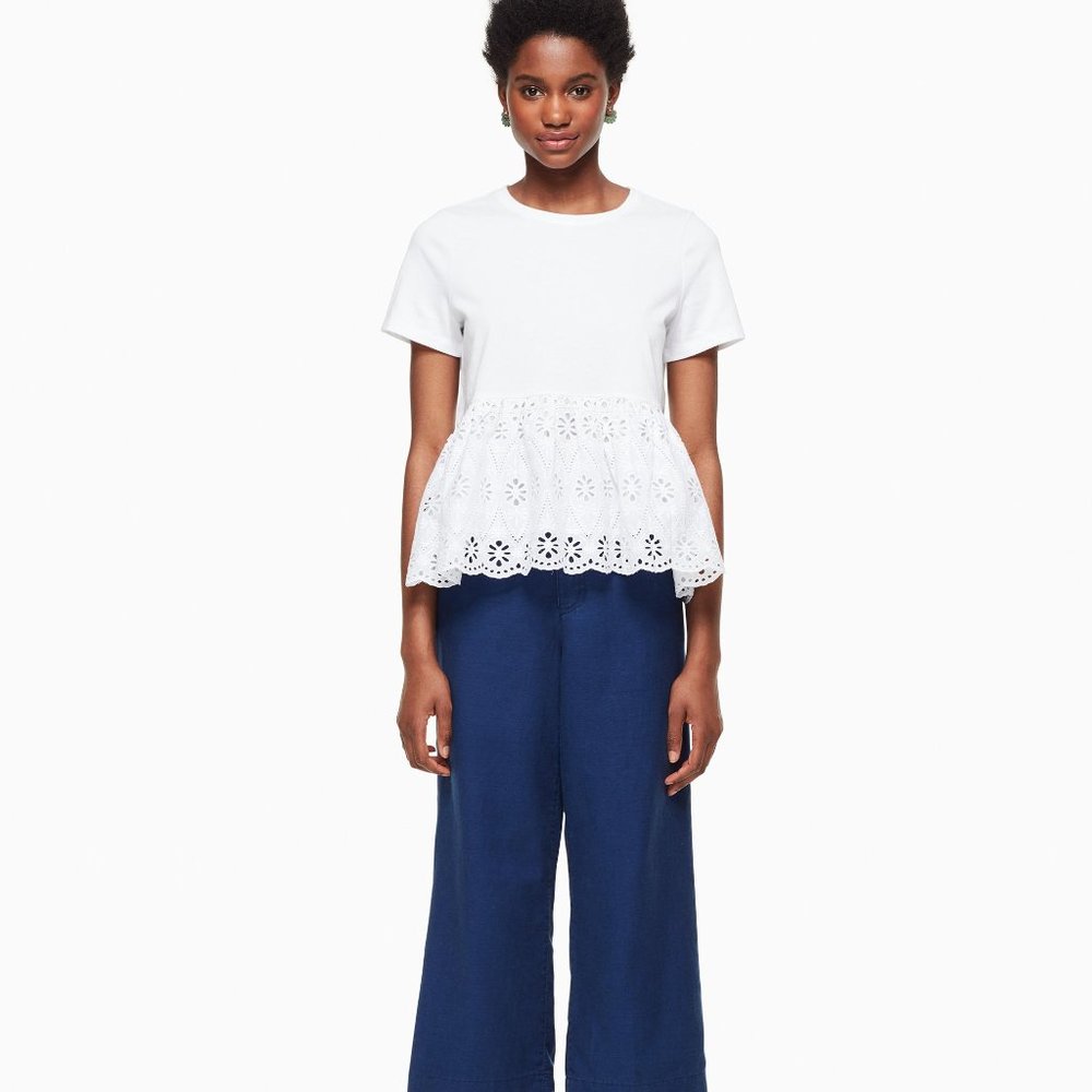 Kate Spade Eyelet Flounce Tee